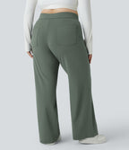 Pantalon coupe droite grande taille taille haute DayStretch avec poches