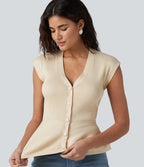 Cardigan péplum col V sans manches