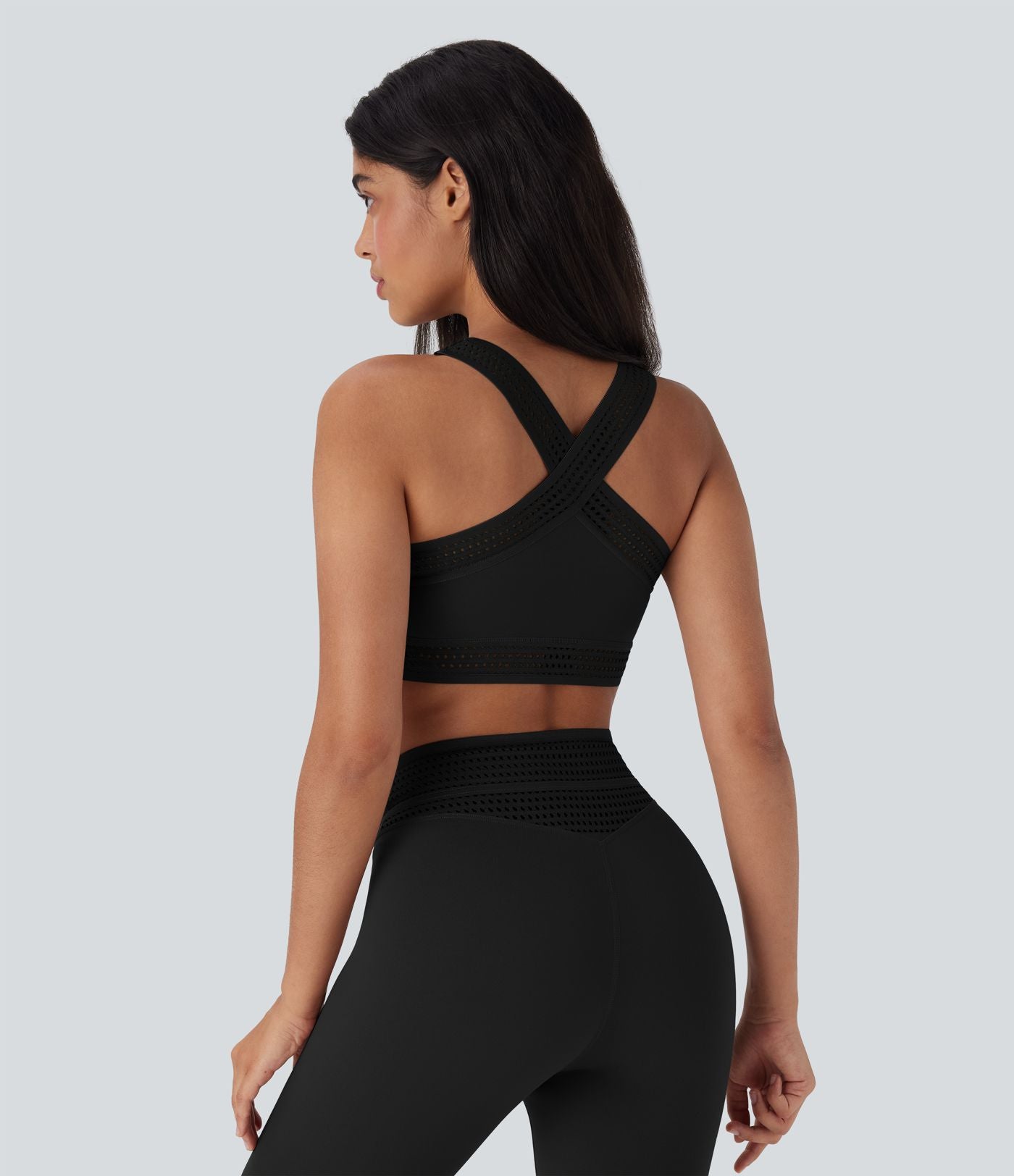 Brassière de sport yoga soutien souple croisé à découpes bonnets A-D