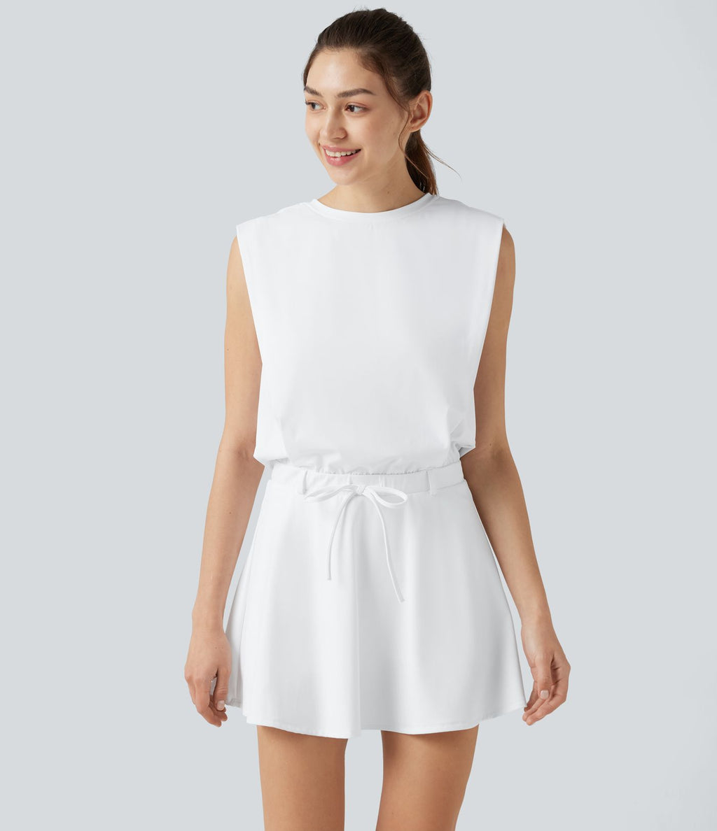 Robe de sport mini SoftlyZero™ Airy effet frais InstantCool sans manches, col rond, cordon ajustable, short amovible avec poches, protection solaire UPF50+