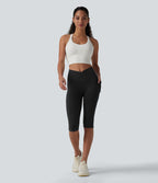 Legging de yoga corsaire SoftlyZero™ taille haute croisé avec poches - UPF50+