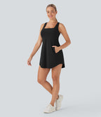 Robe de sport yoga mini 2-pièces SoftlyZero™ Plush à découpes avec poche E-G