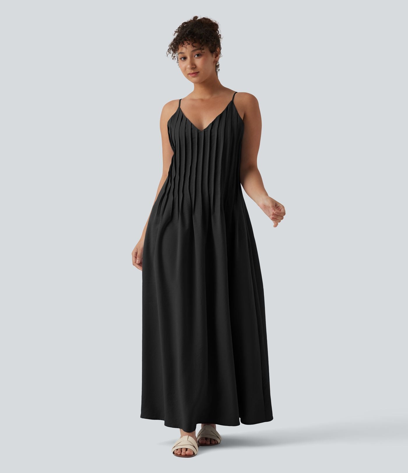 Robe longue à bretelles col V avec poches