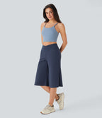 Pantacourt de yoga Cool Touch Softlyzero™ aérien à taille haute croisée, jambe large et poches