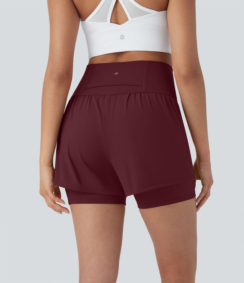 Short de yoga 2-en-1 SoftlyZero™ Airy taille très haute effet frais InstantCool 12,5 cm avec poches