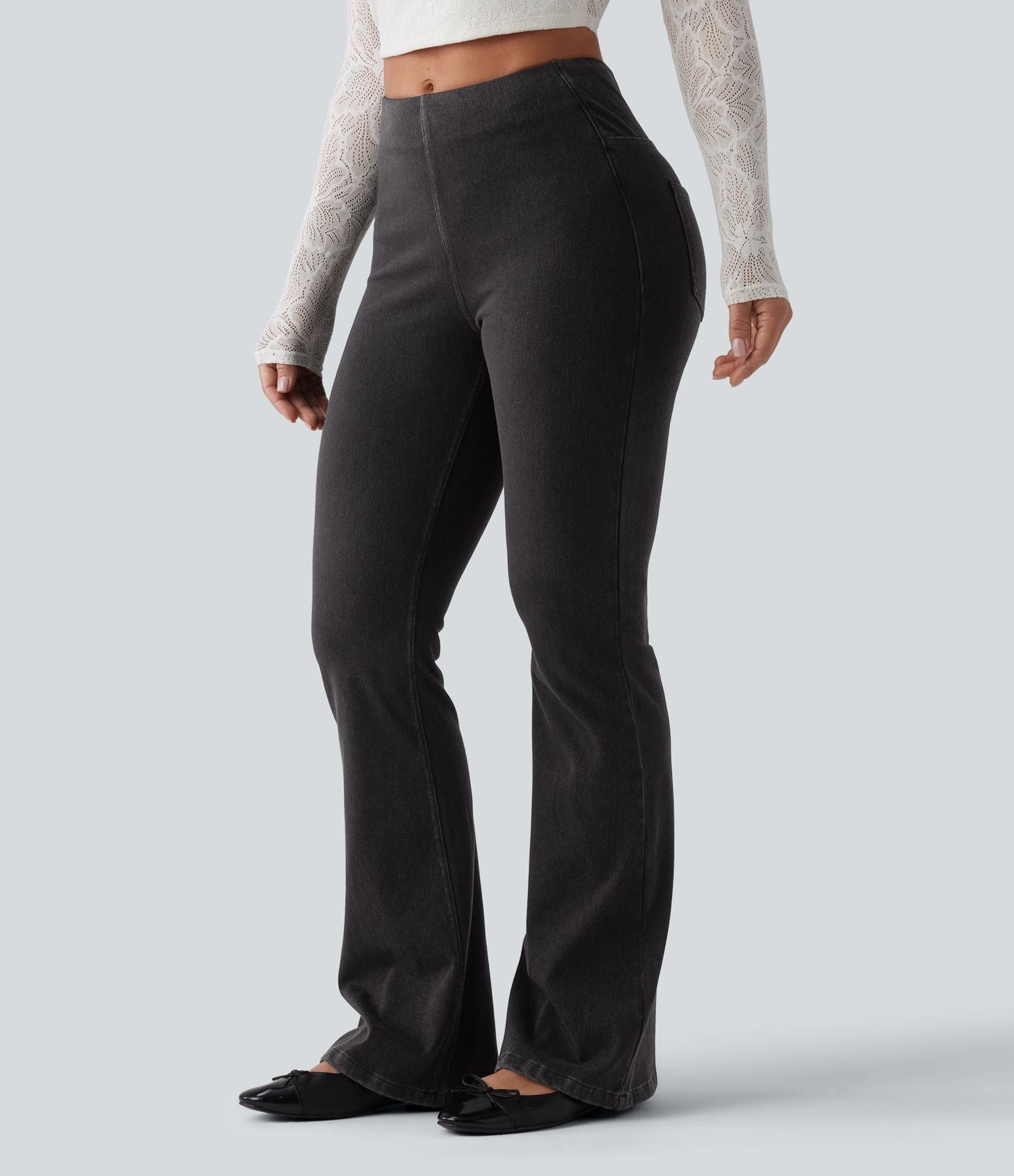 Halara Flex™ Jean évasé casual gainant taille mi-haute avec poches