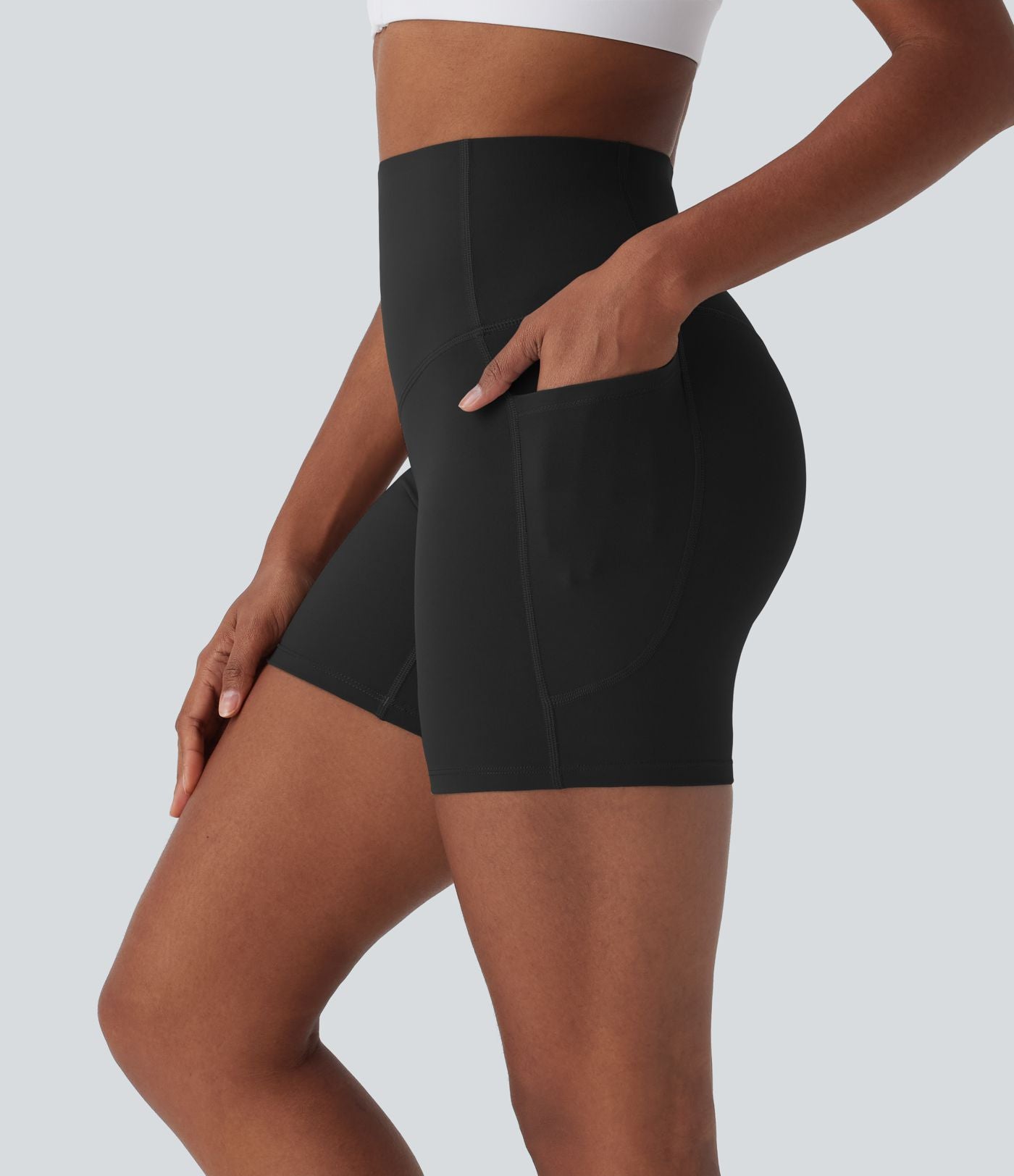 Short cycliste 12,5 cm d'entraînement gainant galbant taille haute avec poches Halara UltraSculpt™