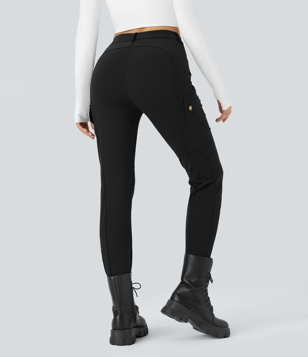 Pantalon cargo ajusté uni taille haute DayStretch avec poches zippées