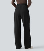 Pantalon tailleur Halara Flex™ taille haute coupe droite micro-gaufré avec poches