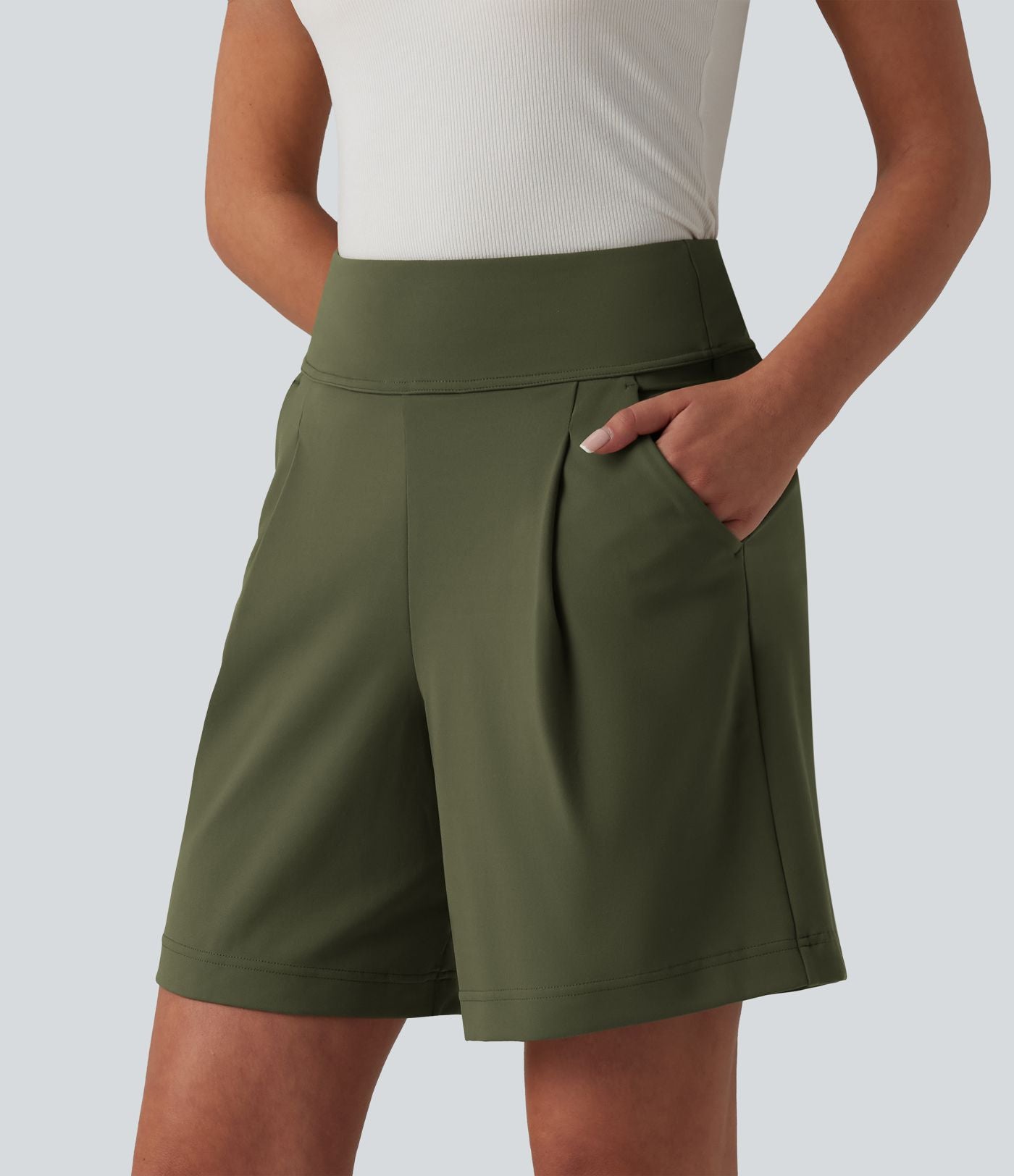 Short tailleur ample DayStretch taille haute 17,5 cm avec poches