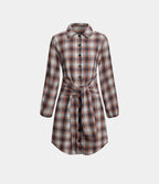 Robe Casual de Mini à Carreaux avec Col Boutons et Nœud à l'Avant