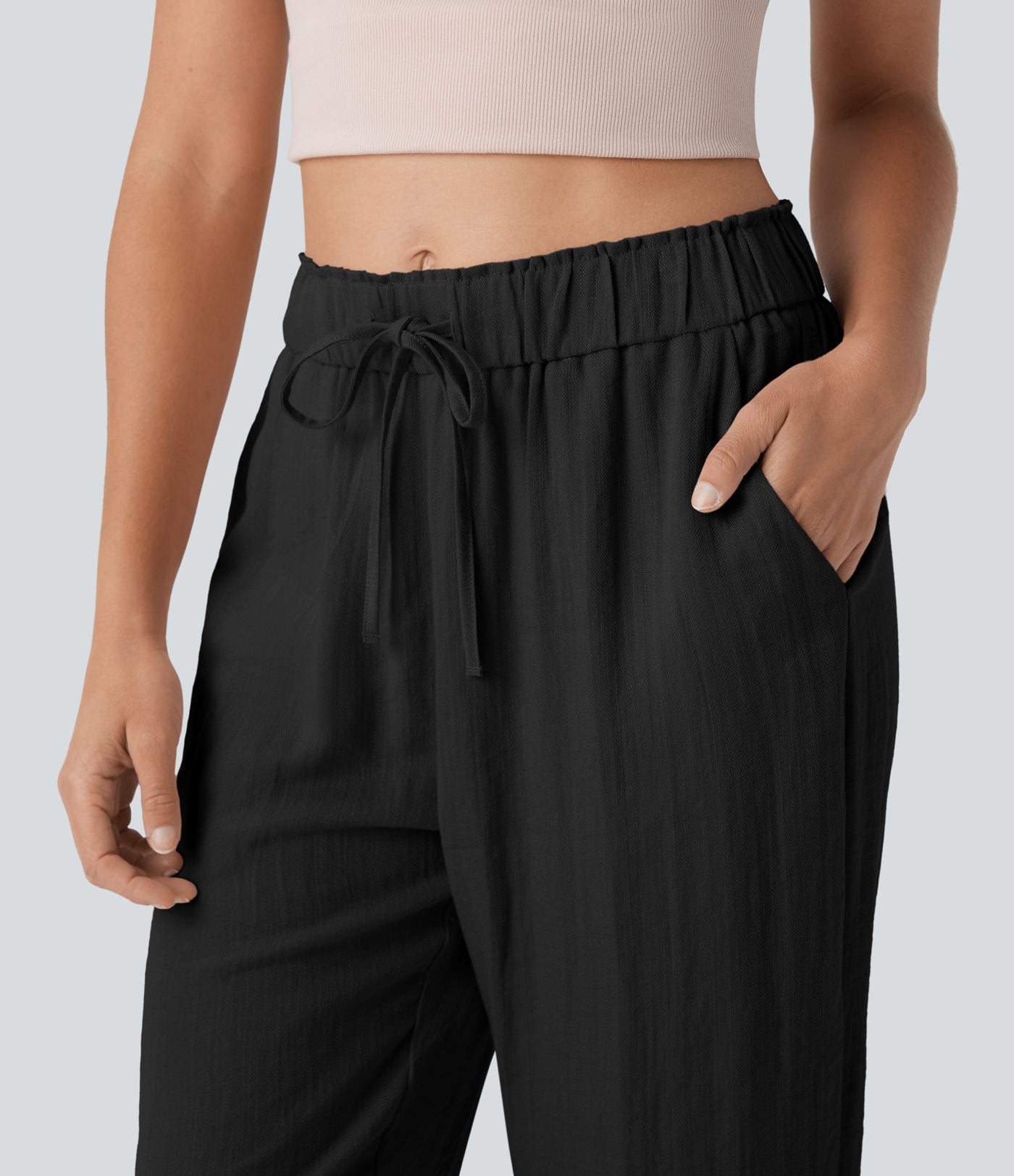 Jogging fuselé taille mi-haute à cordon avec poches