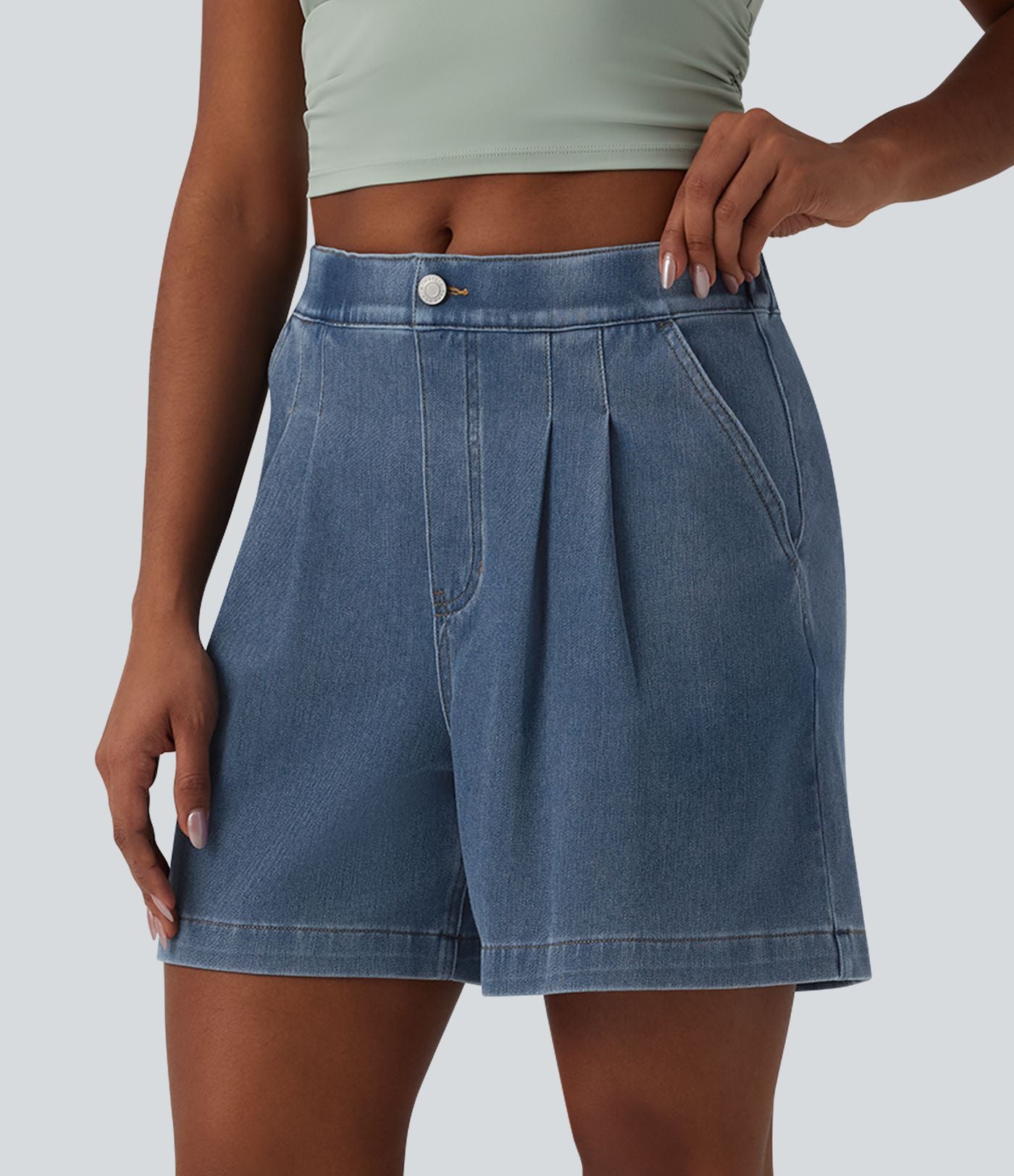 Bermuda en jean Halara Flex™ casual taille mi-haute avec poches