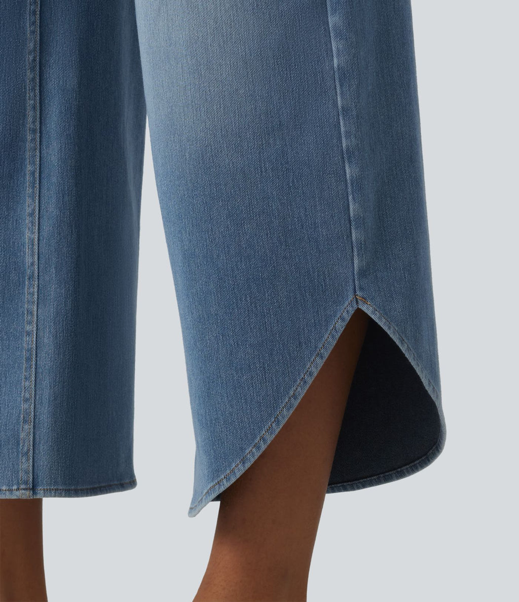 Halara Flex™ Jean large casual taille mi-haute croisée avec ourlet incurvé et poches
