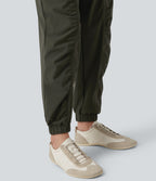 Jogging de course fuselé froncé taille mi-haute à cordon de serrage, séchage rapide, à effet frais InstantCool, avec poches, protection solaire UPF40+