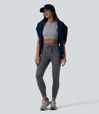 Legging casual 7/8 taille haute avec cordon de serrage et poches