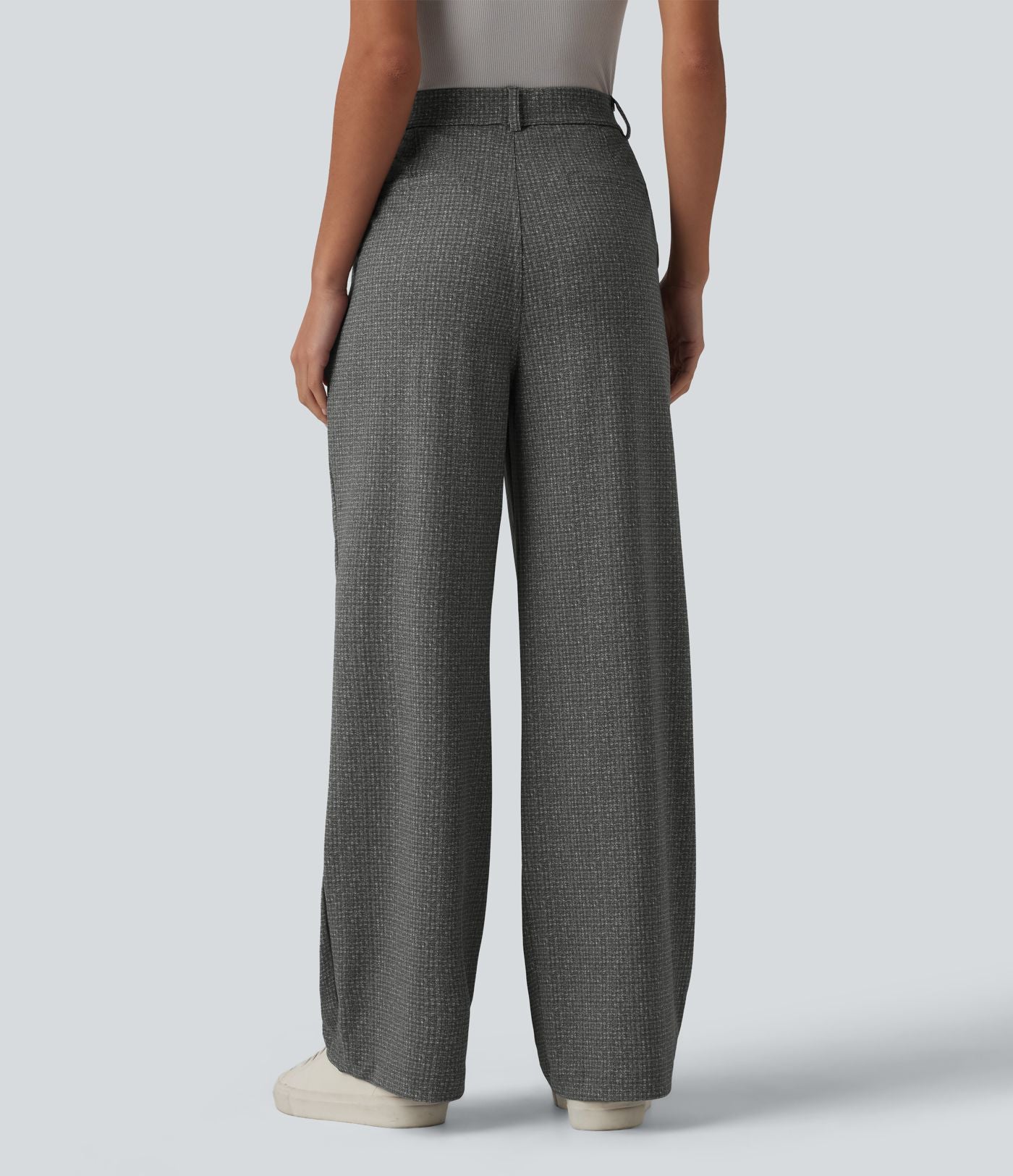 Pantalon à carreaux Halara Flex™ pour le bureau, taille haute, coupe droite avec poches