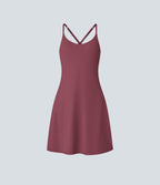 Softlyzero™ Airy Robe Sport de Yoga Plus Longue Dos Nu Découp Bretelles Réglables et Poches