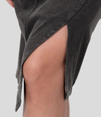 Halara Flex™ Jupe Midi Casual Taille Haute avec Ourlet Fendu en Denim Tricoté Élastique