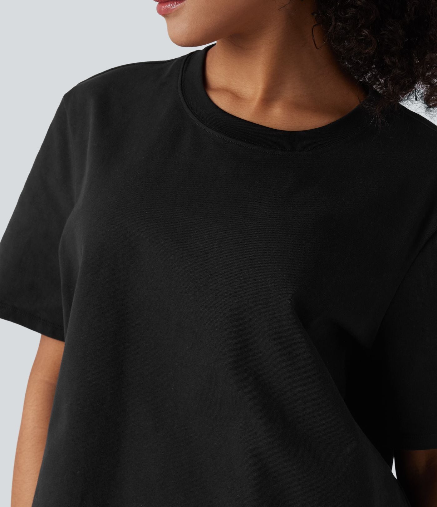 T-shirt décontracté ample en coton à manches courtes et col rond