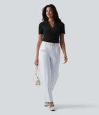 Pull tailleur à col polo et manches courtes
