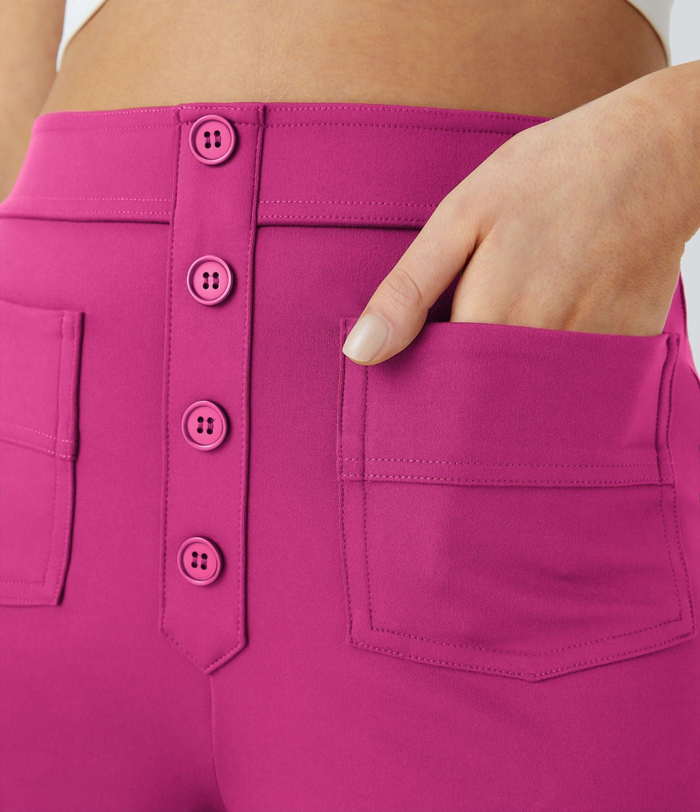 Pantalon taille haute coupe droite DayStretch avec poches