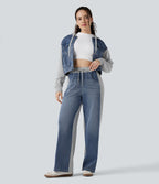 Halara Flex™ Jean larges color block jambes cordon de serrage taille haute avec poches