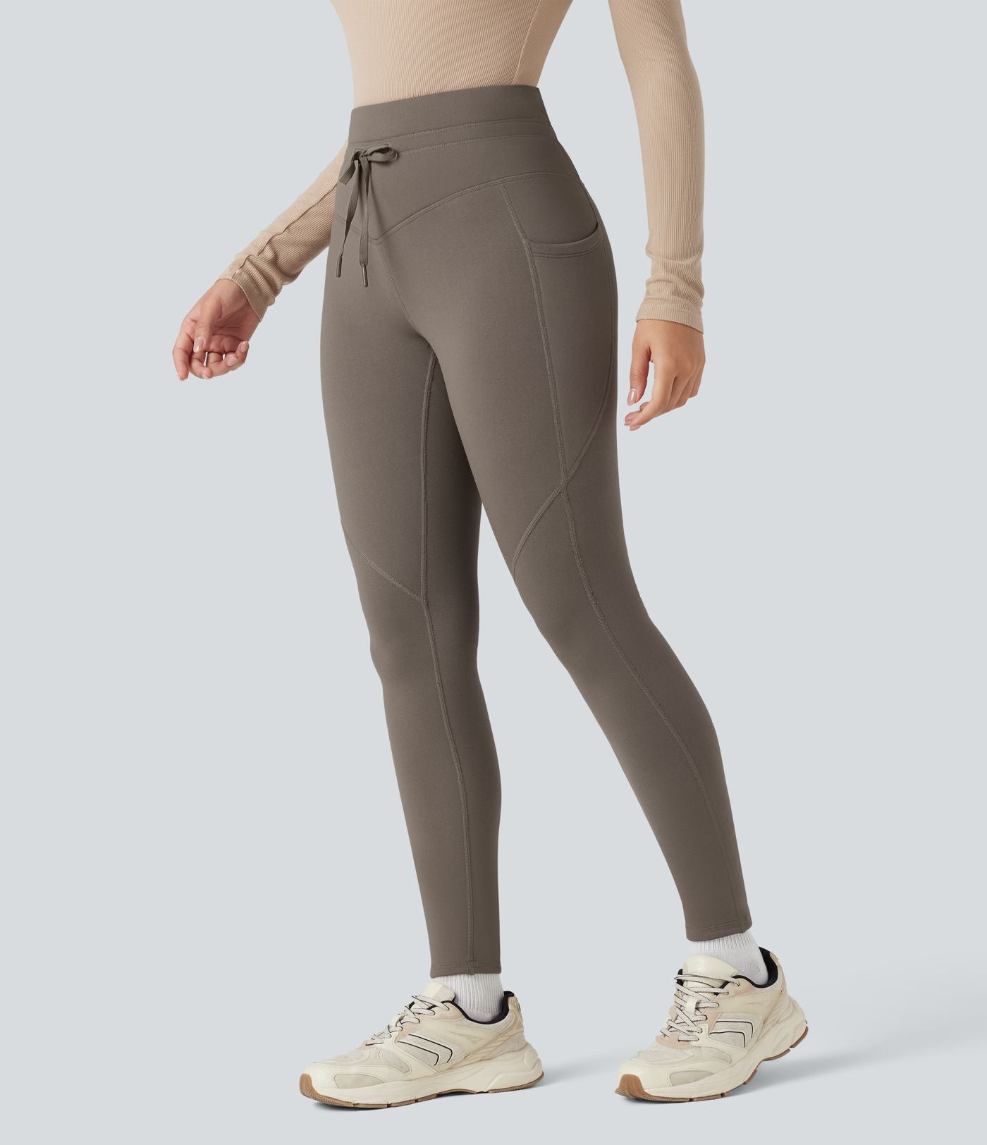 Legging de randonnée polaire 7/8 taille haute avec cordon de serrage et poches