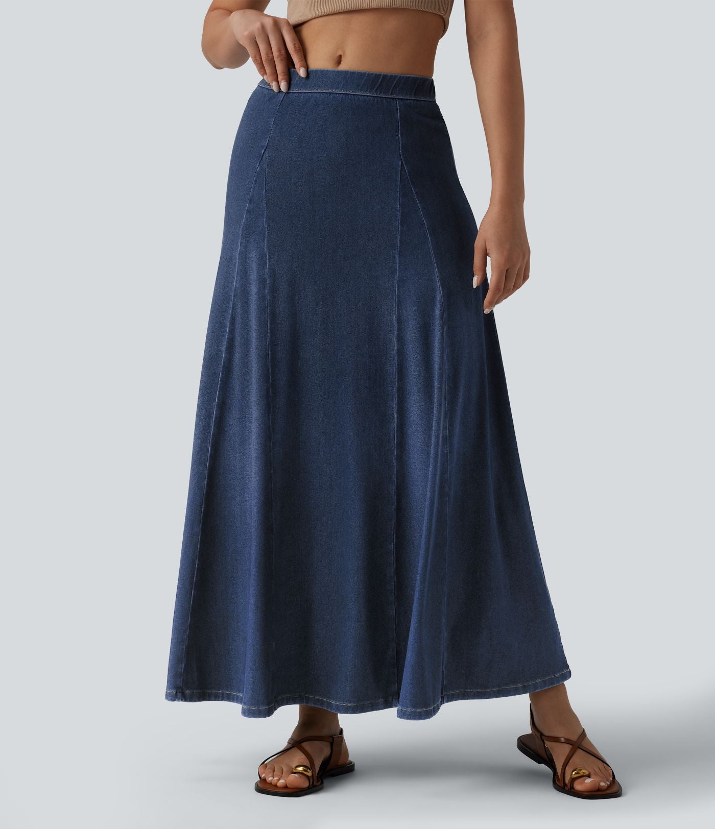 Halara Flex™ Jupe longue fluide casual taille mi-haute en lyocell drapé, bas sirène