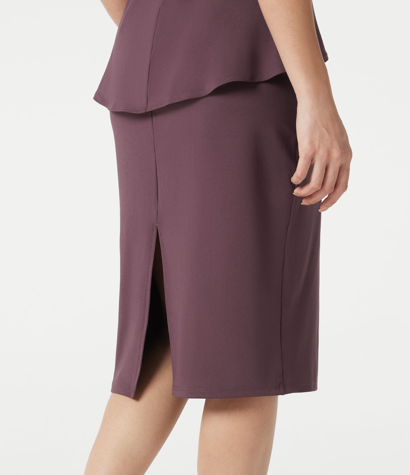 Robe tailleur midi sans manches col rond