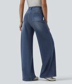 Jean Halara Flex™ délavé décontracté, taille haute coupe jambe large avec poches
