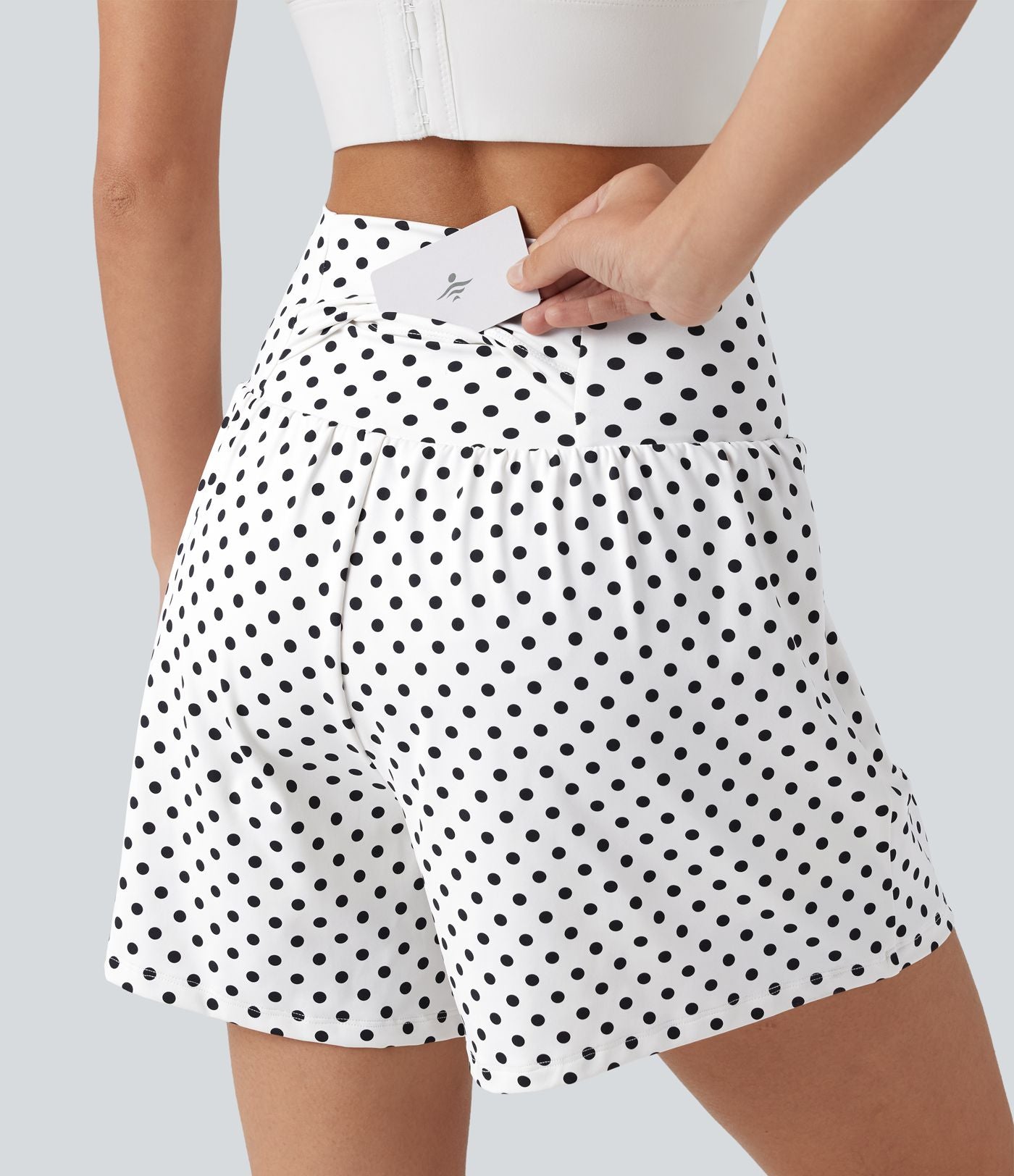 Short de yoga 2-en-1 taille haute 12,5 cm à pois avec poches
