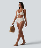 Ensemble bikini jacquard ventre plat bretelles réglables détail torsadé et froncé