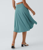 Breezeful™ Jupe Danse Fluide 2-en-1 à Taille Haute Volants Asymétriques Haut-Bas et Séchage Rapide