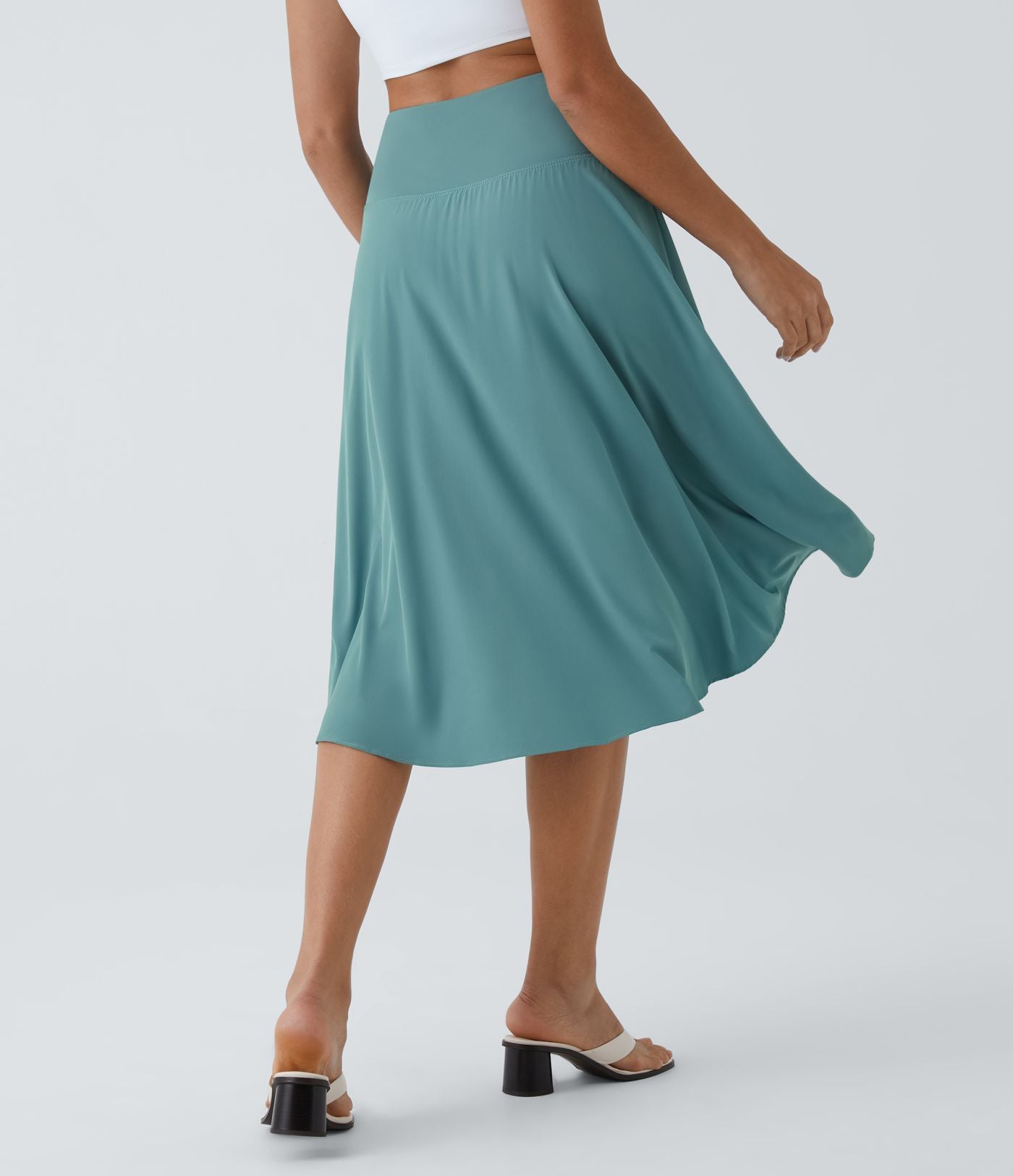 Breezeful™ Jupe Danse Fluide 2-en-1 à Taille Haute Volants Asymétriques Haut-Bas et Séchage Rapide