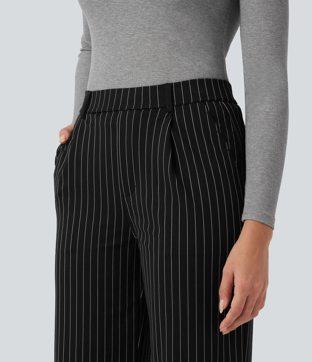 Pantalon Halara Flex™ tailleur droit taille haute rayé effet frais InstantCool avec poches