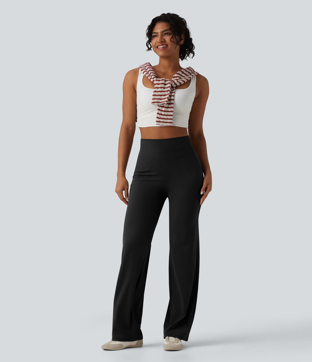 Pantalon droit décontracté gainant à séchage rapide effet frais InstantCool taille haute avec poches