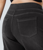 Halara Flex™ Jeans Larges Casual Taille Haute Multiples Poches Lavés Élastiques et Tricotés Grande Taille