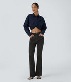 Halara Flex™ Jean Évasé Casual Taille Mi-haute Tricot Extensible Boutonnés Poches