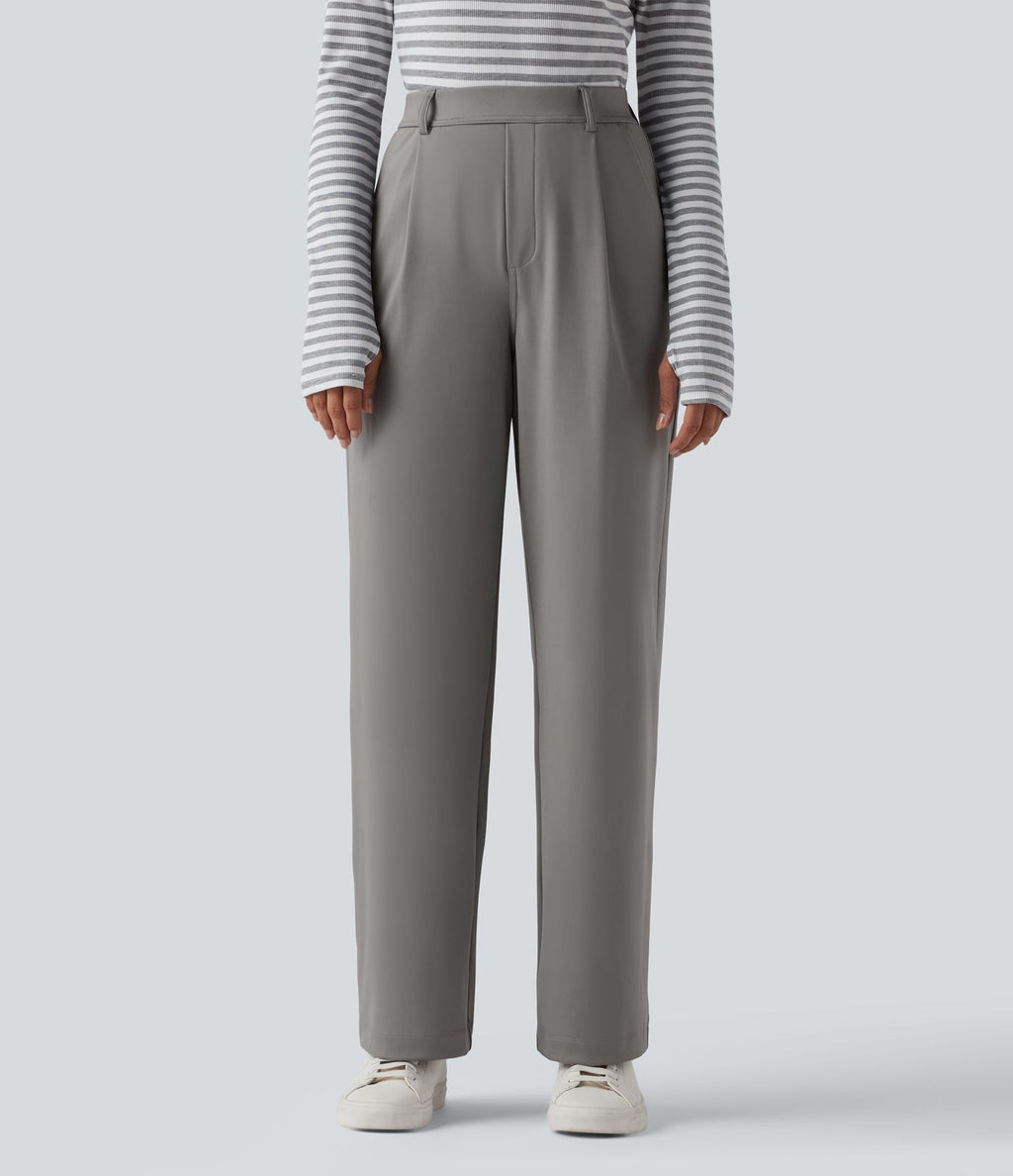 Pantalon tailleur jambes droites slim taille haute Halara Flex™ DayStretch avec poches