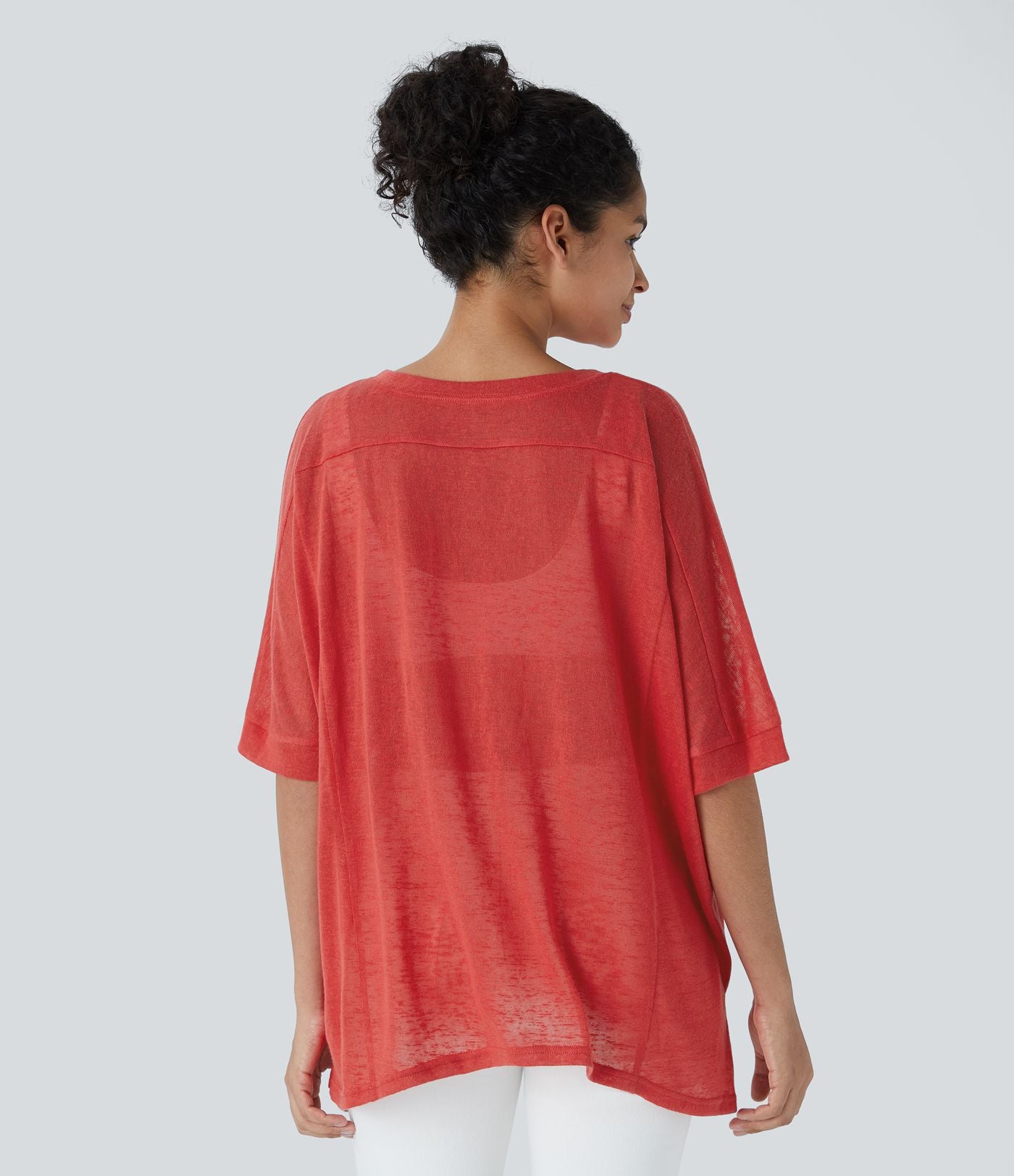 Top Casual Oversize Asymétrique Ourlet Fendu Transparent