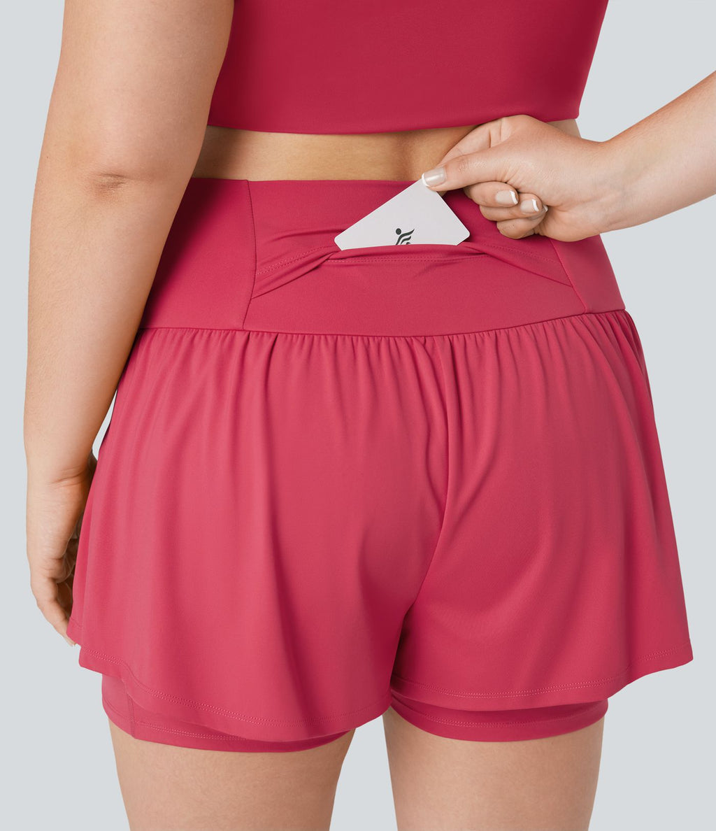 Short tailleur 2-en-1 grande taille SoftlyZero™ Airy taille ultra-haute effet frais InstantCool yoga 12,5 cm avec poches