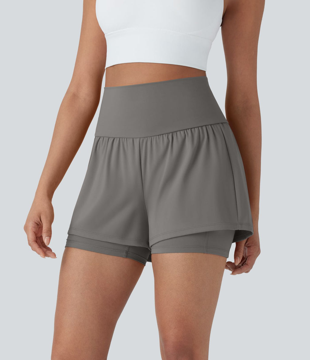 Short de yoga 2-en-1 SoftlyZero™ Airy taille très haute effet frais InstantCool 12,5 cm avec poches