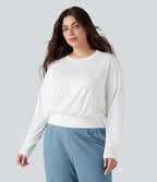 Top grande taille col rond manches longues