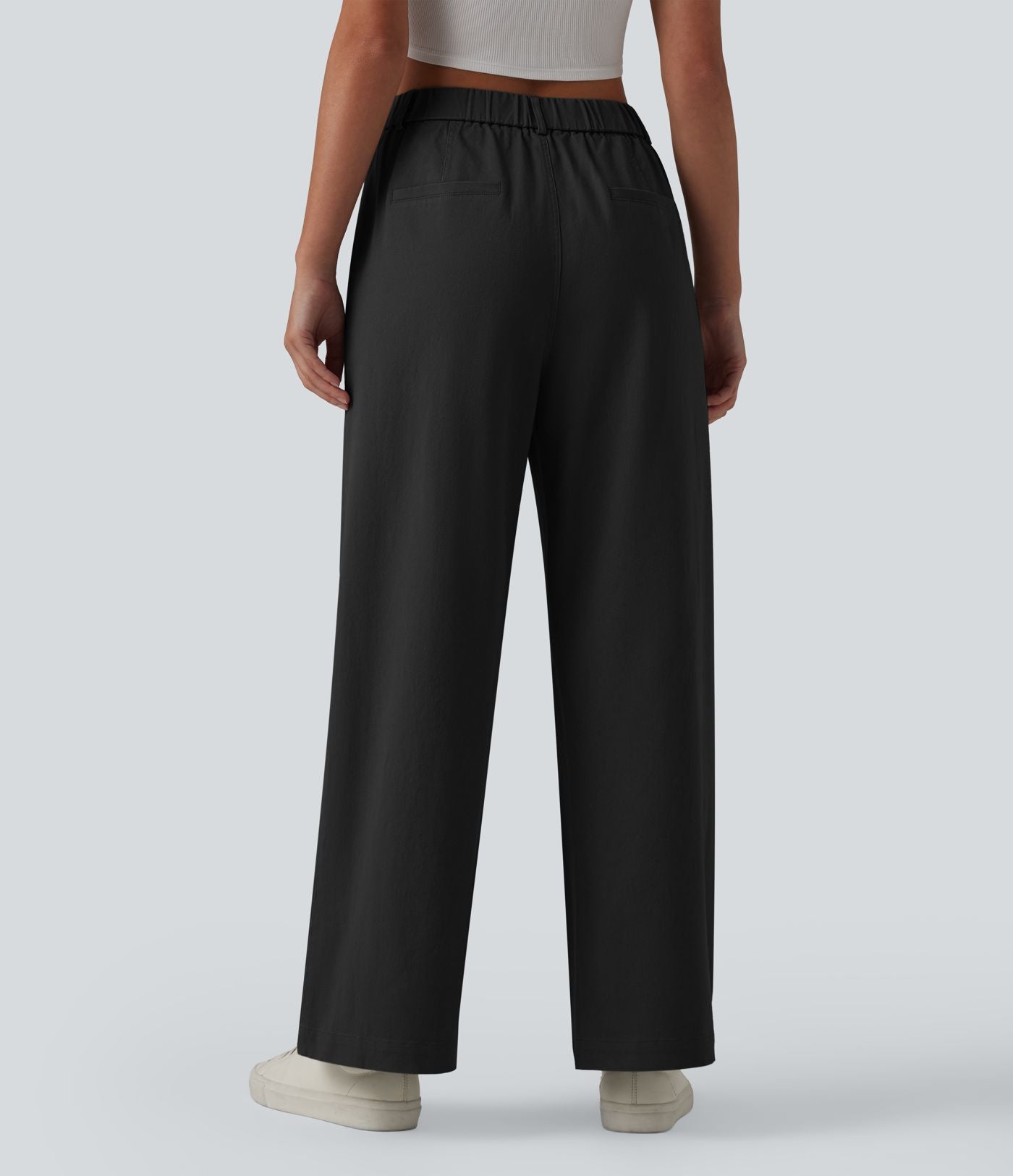 Pantalon chino tailleur en coton, taille haute, coupe droite et poches