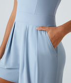 Breezeful™ Combishort Dos Nu Poche Zippée Invisible Sur le Côté Jambe Large Séchage Rapide