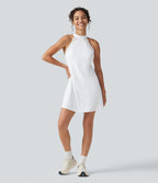 Robe-short mini SoftlyZero™ Airy effet frais InstantCool pour le yoga longueur allongée avec dos noué, coussinets amovibles, poche et protection solaire UPF50+