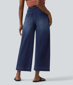 Jean large 7/8 casual Halara Flex™ taille haute ventre plat avec poches