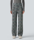 Pantalon tailleur Halara Flex™ à carreaux taille haute coupe droite avec poches