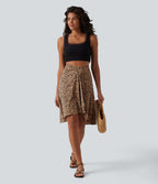 Jupe resort taille haute croisée ourlet asymétrique